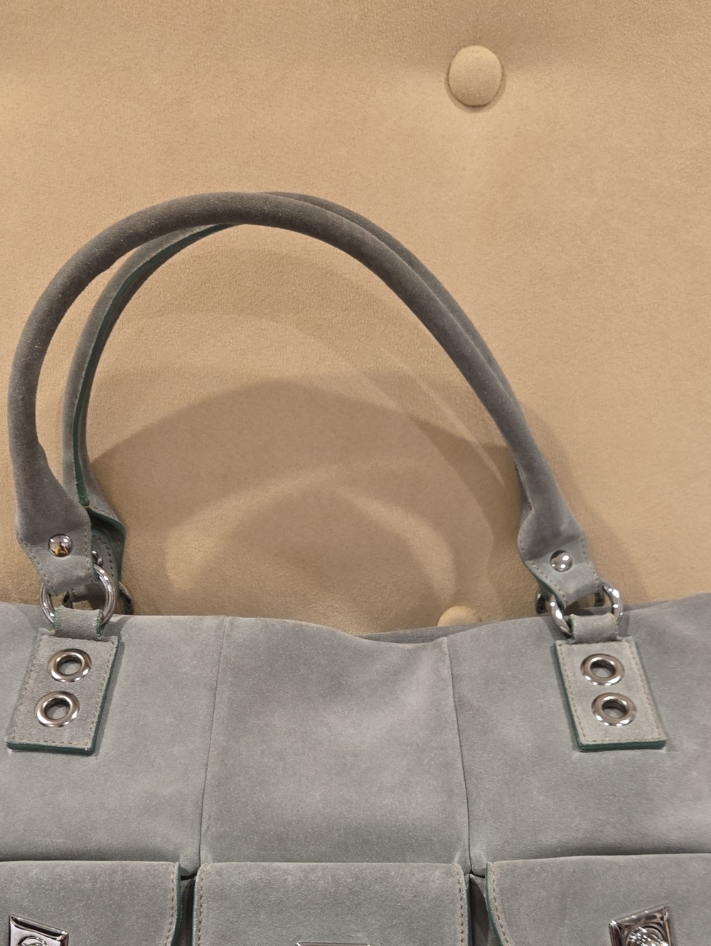 Sigerson Morrison Suede Tote Handbag in Light Gray